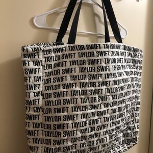 Taylor Swift quilted tote bag.